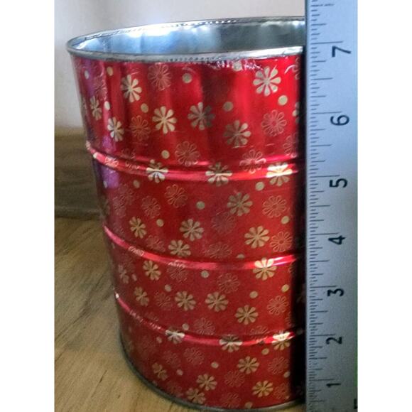 Vintage 7" Hills Brothers / Bros Coffee Can Red Atomic MCM Snowflakes No Lid - Picture 12 of 14
